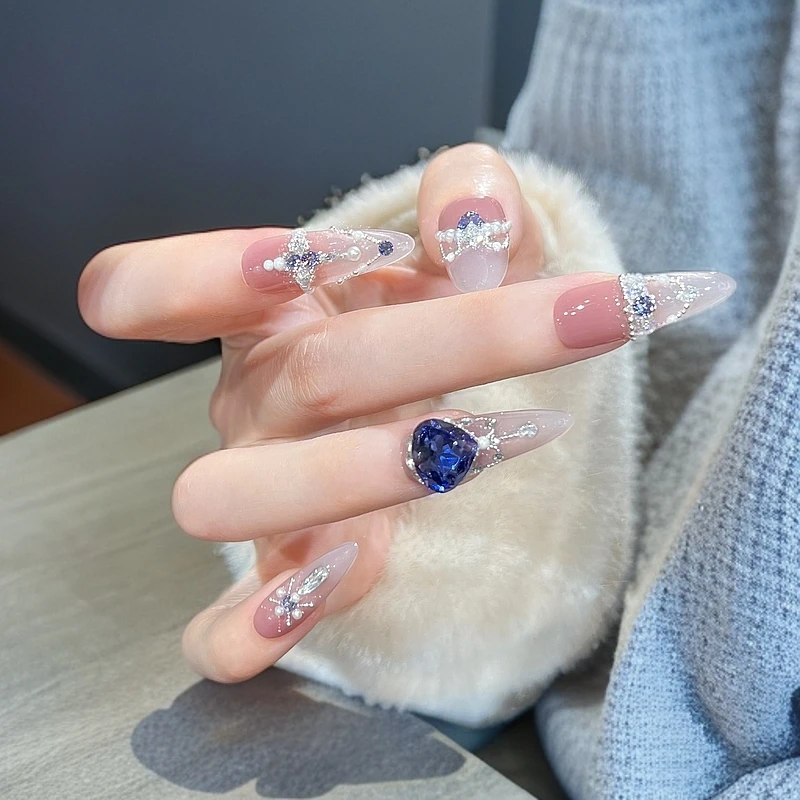 本宫指义【女王舞会/施华+锆石】重1001穿戴甲纯手工底色：094反渐变