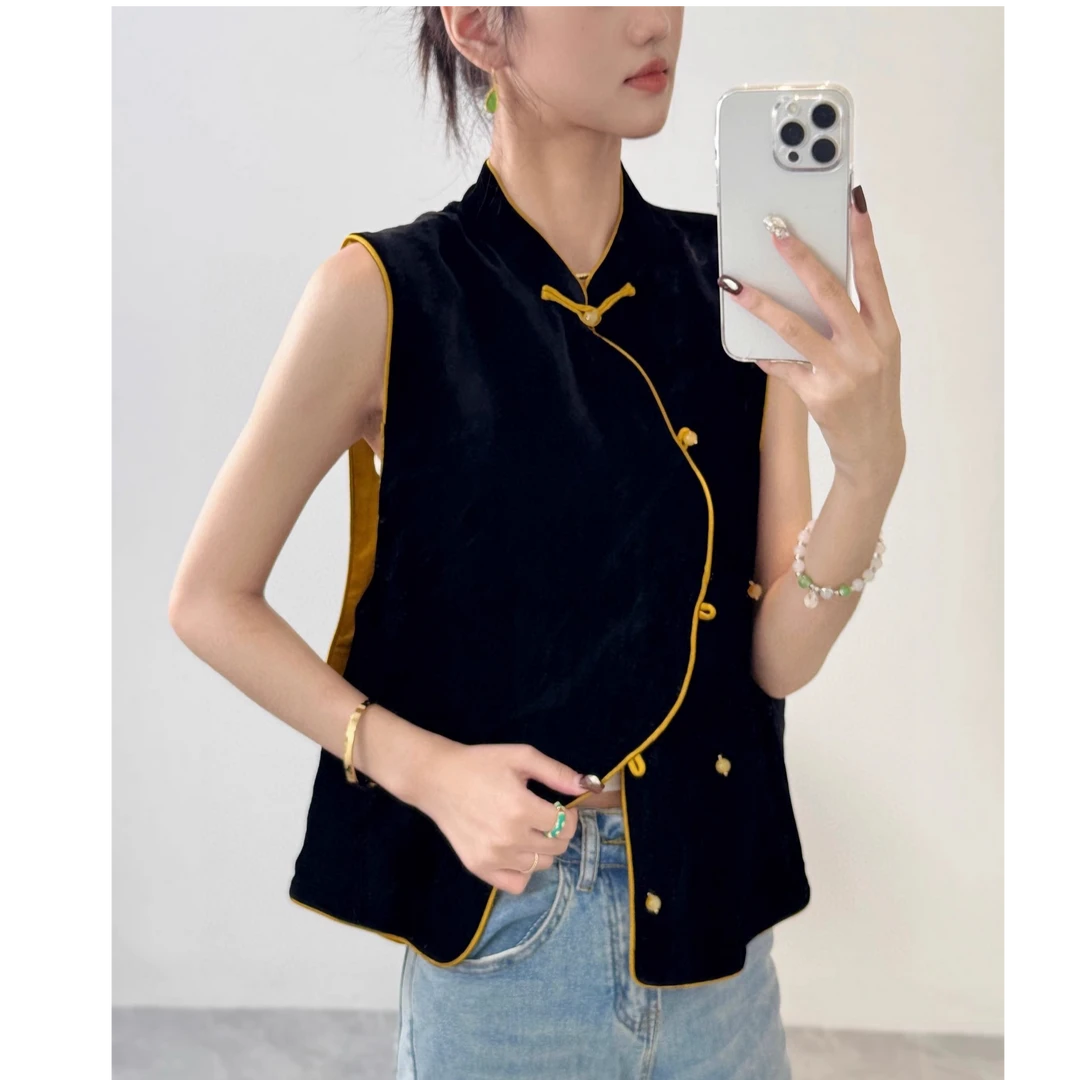 【双面双穿】桑蚕丝马夹 辰月欧货25年早春人丝提花拼真丝马甲