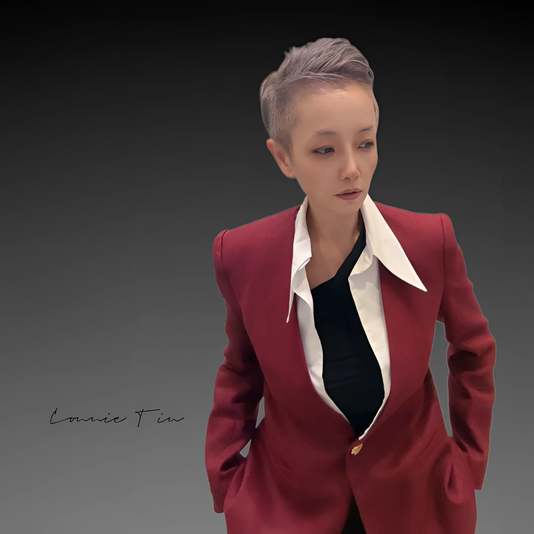 CONNIE TIN  拆卸领亚麻假两件西装