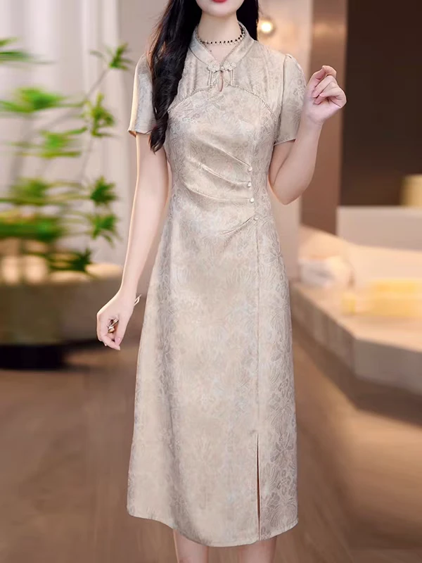 【SY319】新中式连衣裙2025新款女夏季小众设计修身气质旗袍裙子