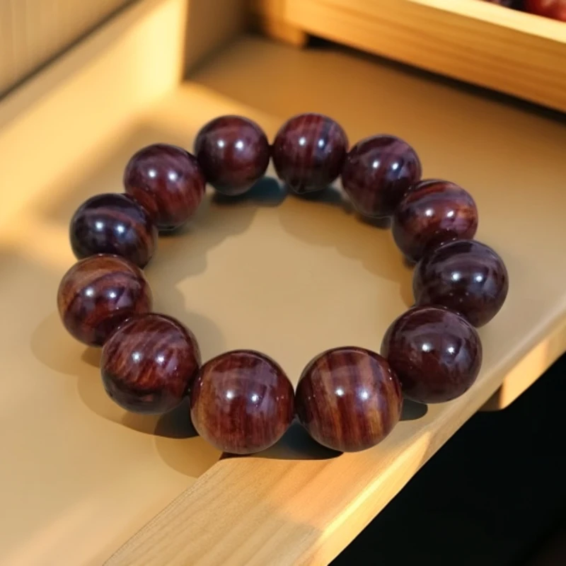 黄花梨虎皮纹2.0单圈文玩手串1321