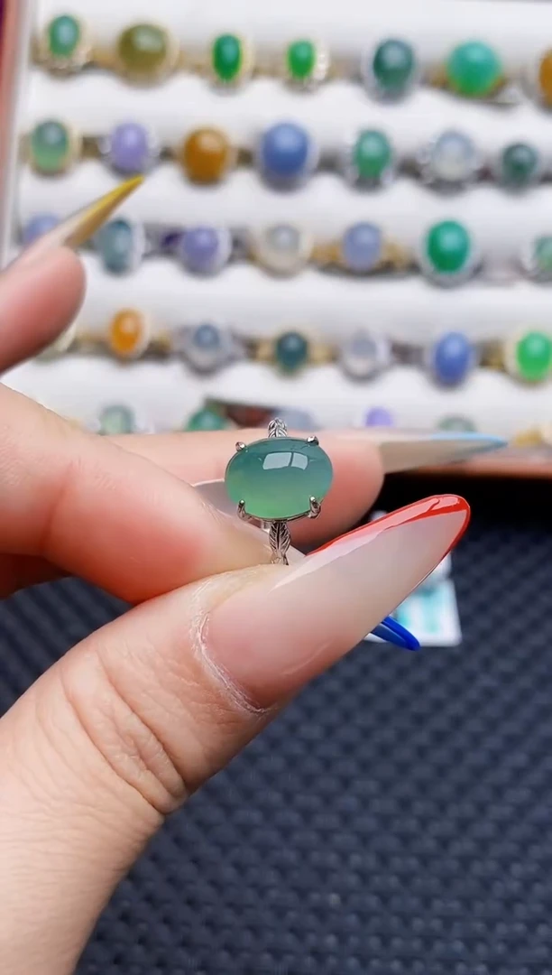 银S925镶嵌戒指翡翠6353