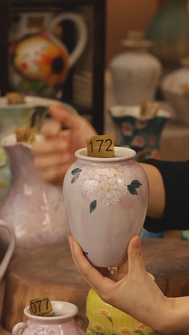 陶瓷景德镇设计师手作花器摆件侘寂风@M172@