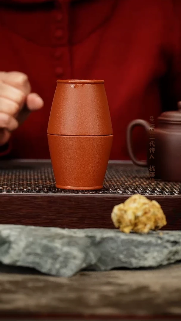 茶壶紫砂玲珑杯 朱泥 2个