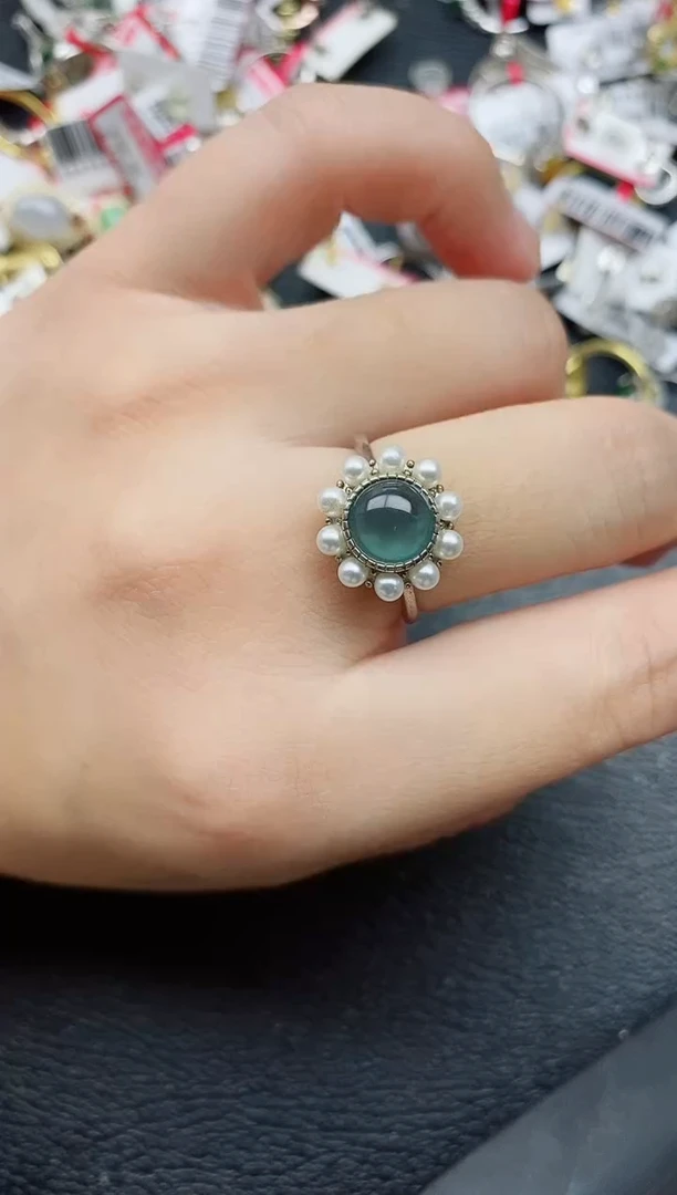 银S925镶嵌戒指翡翠1