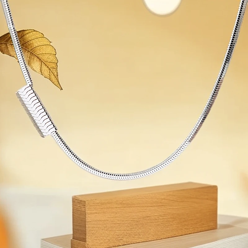 链子925银 空心扁蛇骨链 0021353