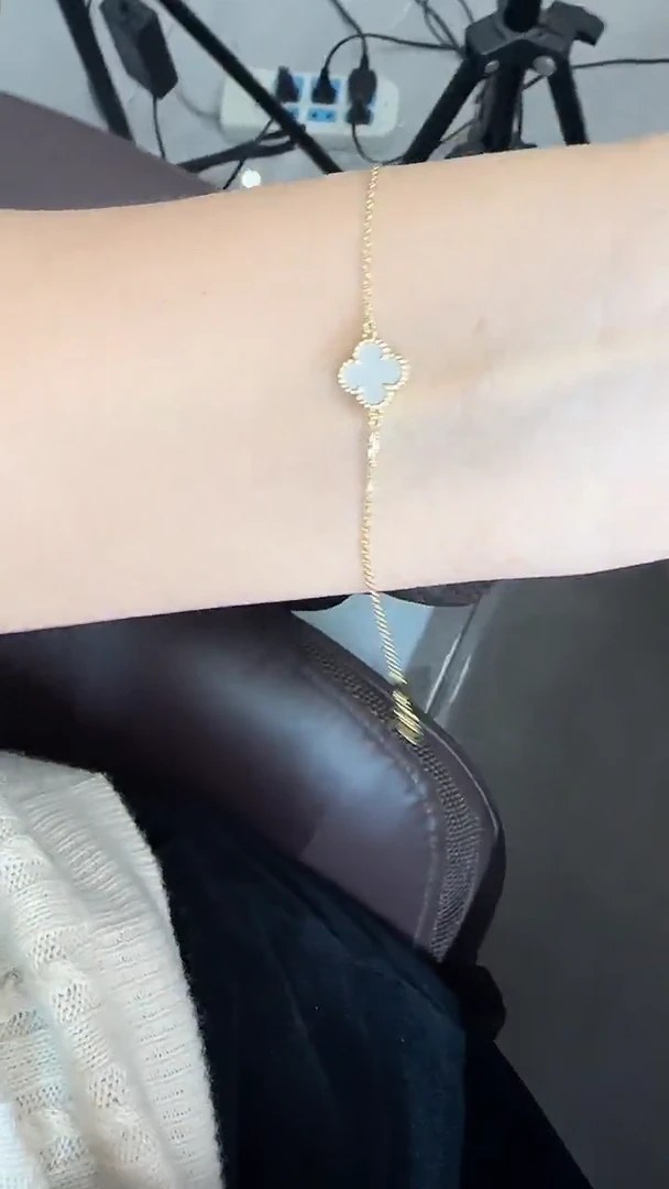 18K金镶嵌贝壳（贝母）手链k黄