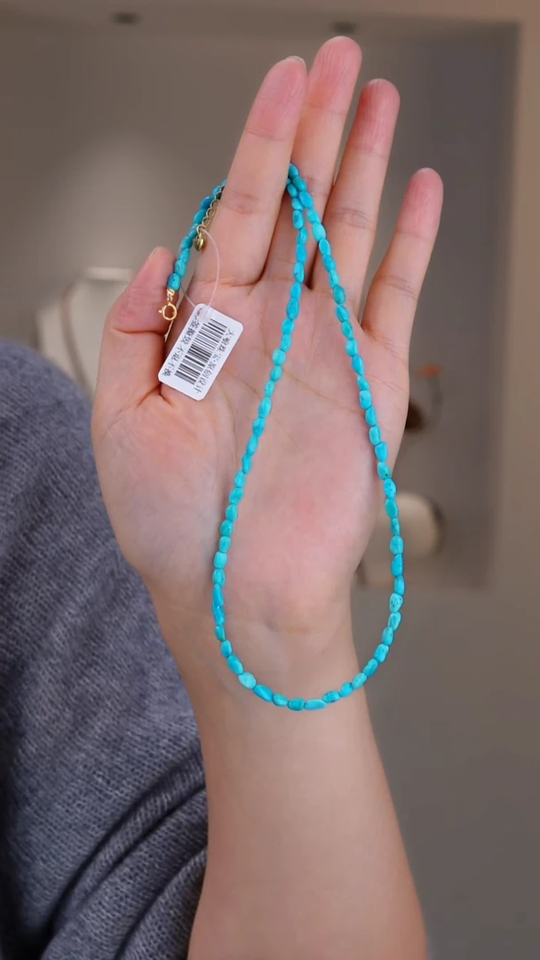 银S925镀金镶嵌绿松石项链多样性发货