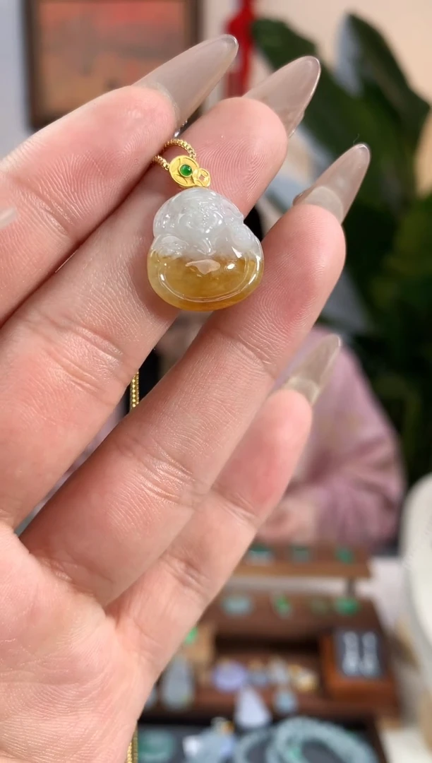 【闪购商品】翡翠吊坠(不含链)18K金镶嵌佛公