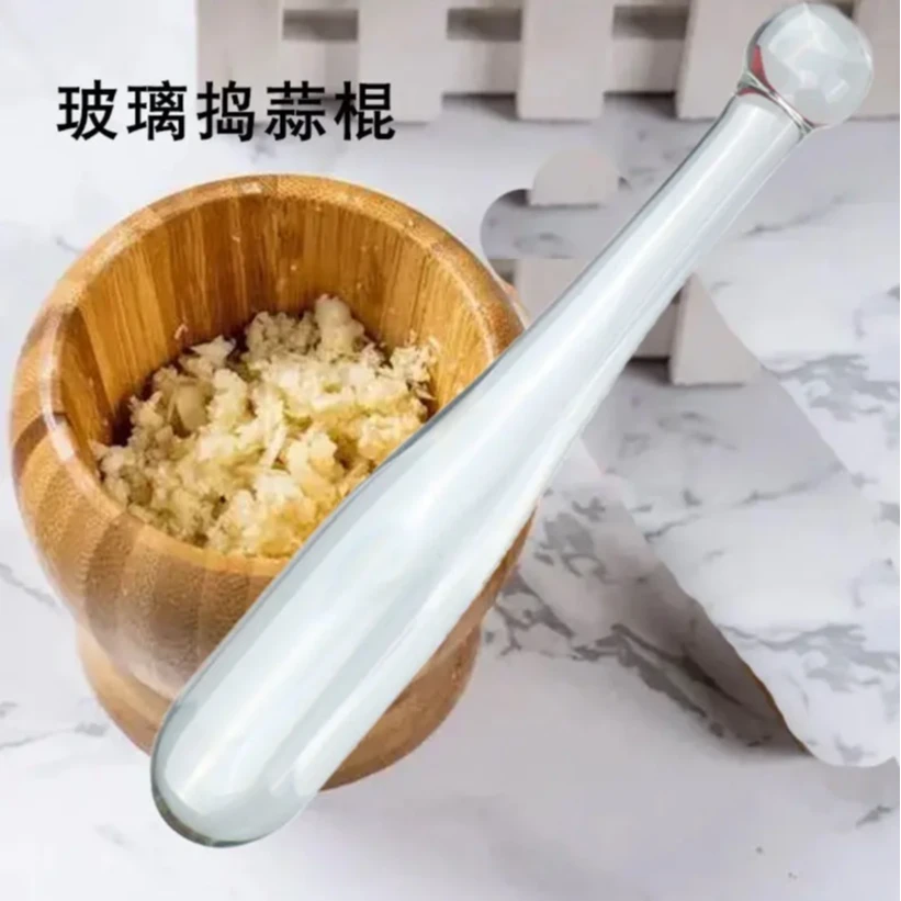 甜梦集：高硼硅实心玻璃倒蒜泥搭配使用木头蒜槽好清洗不发霉