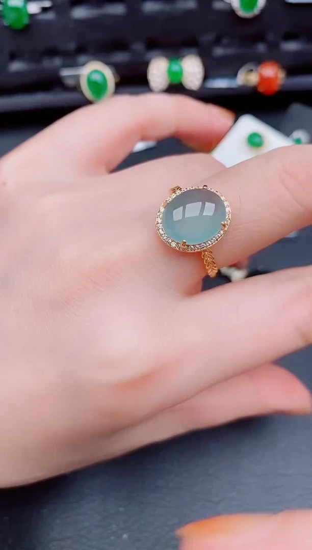 【闪购商品】翡翠戒指银S925镶嵌天然a货翡翠664