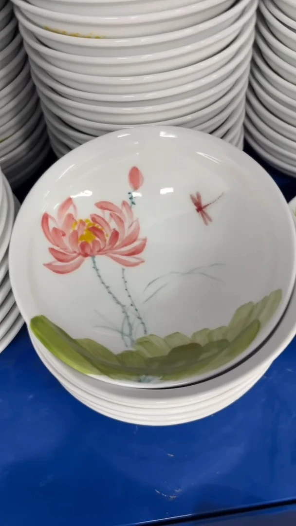 瓷片景德镇高温釉中彩-大斗笠碗6