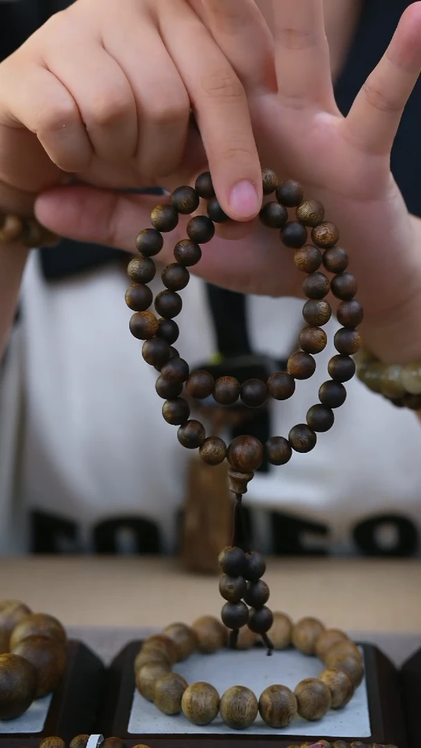 手串沉香9mm海南鹦哥绿奇楠双圈17克+