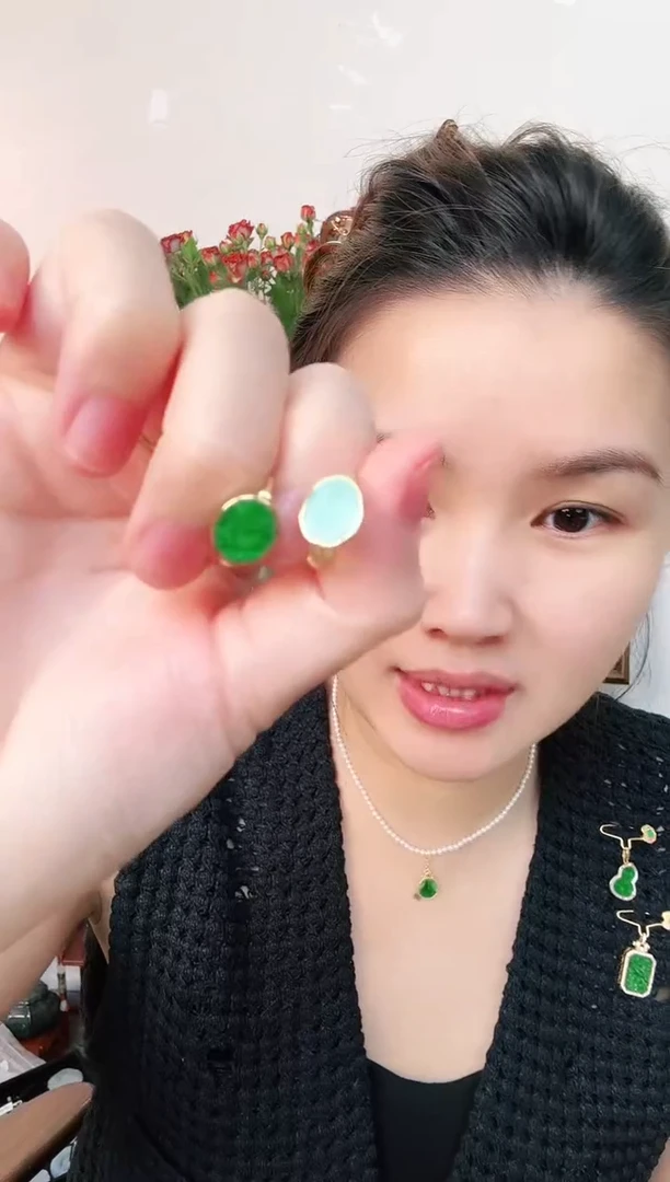 翡翠银S925镶嵌颈饰耳饰