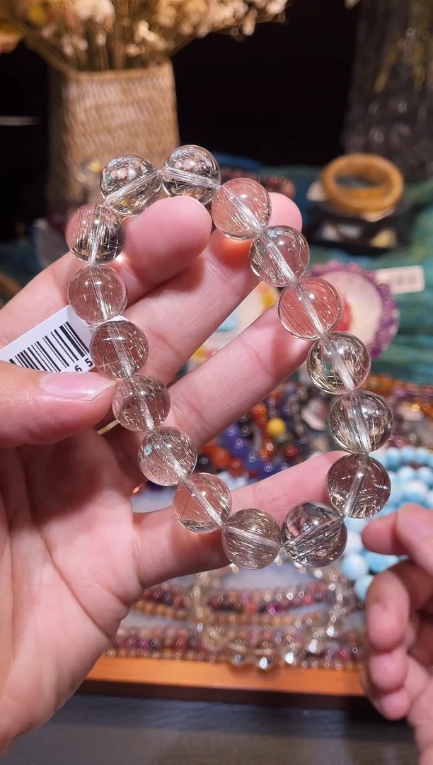 未镶嵌手串发晶魔鬼银发晶单圈13m+