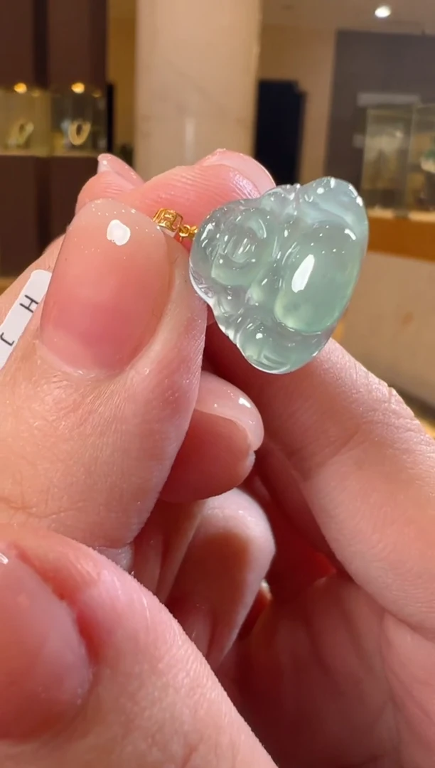 翡翠18K金镶嵌吊坠(不含链)天然A货翡翠HJ06多样性发一