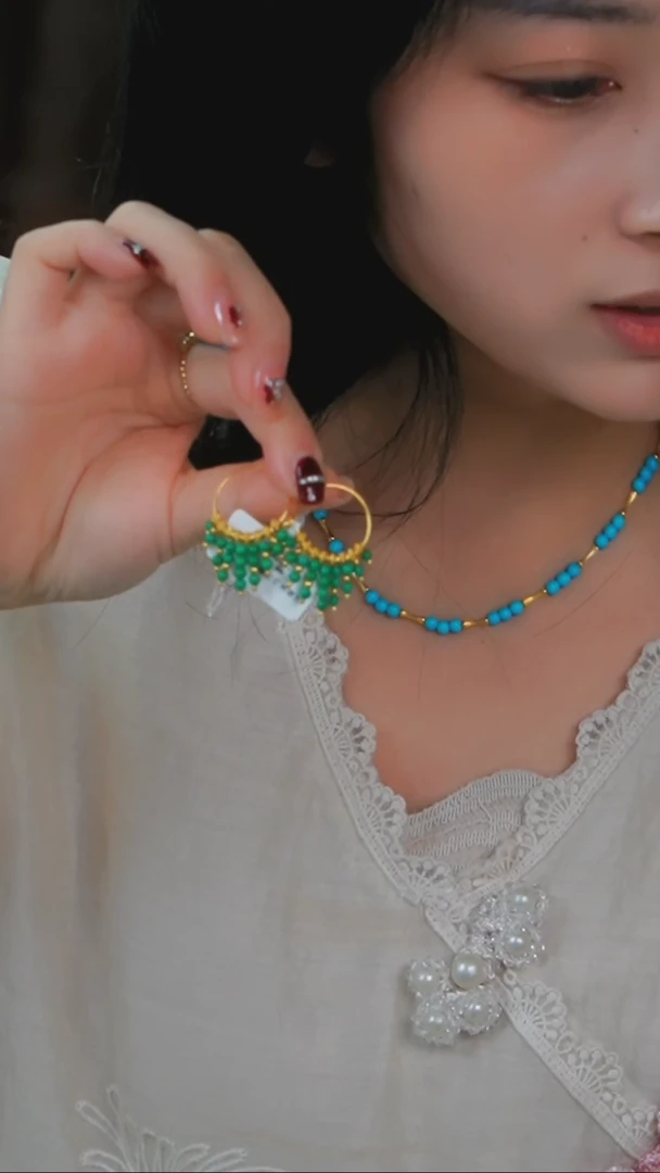 【闪购商品】绿松石耳环银S925镶嵌发货一件