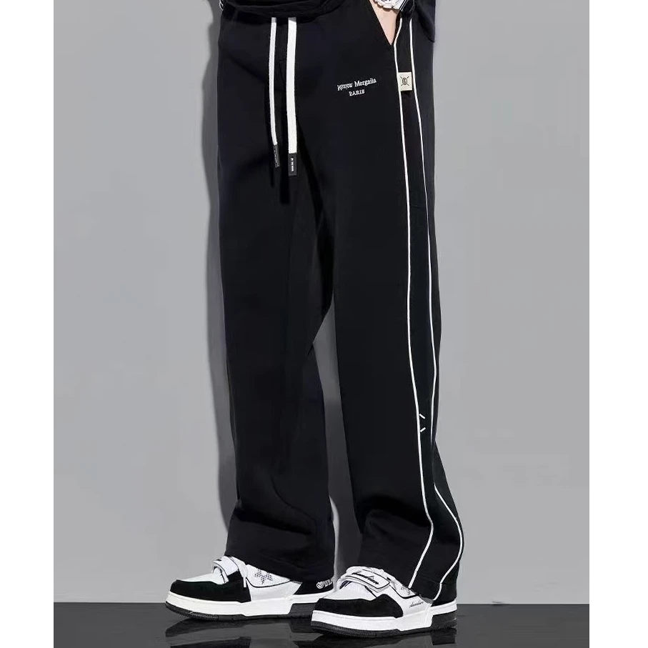 【小烈studio】休闲裤美式运动直筒百搭高街宽松条纹休闲裤