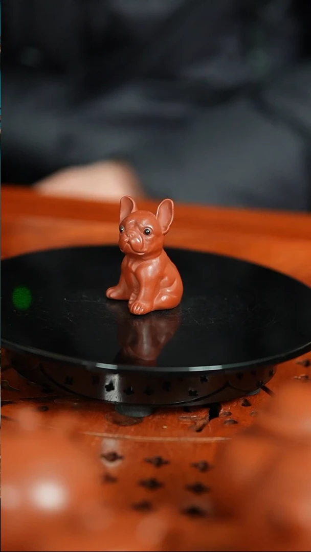 【闪购商品】紫砂茶宠朱泥生肖狗精品摆件实心