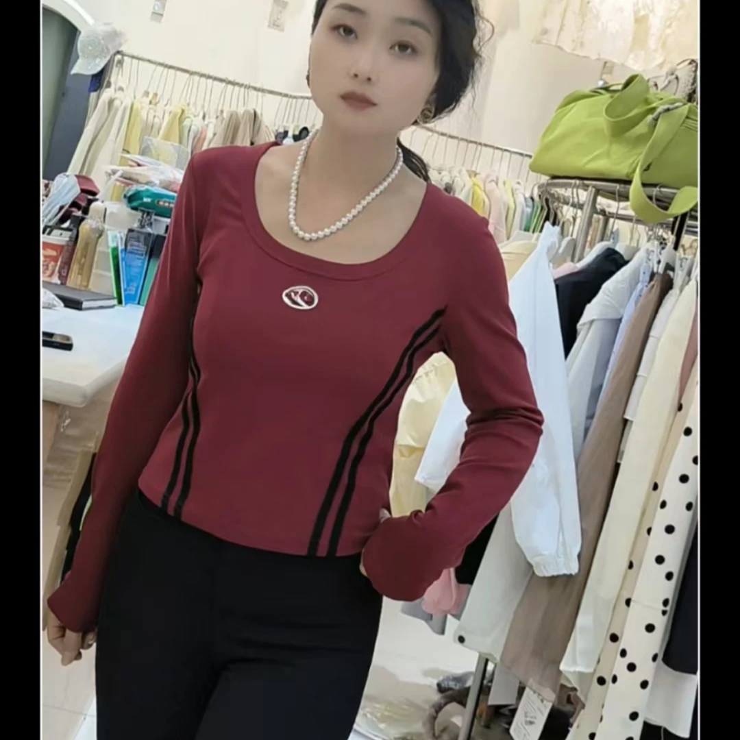 长袖显瘦气质运动时尚休闲百搭修身拼接红色女士249