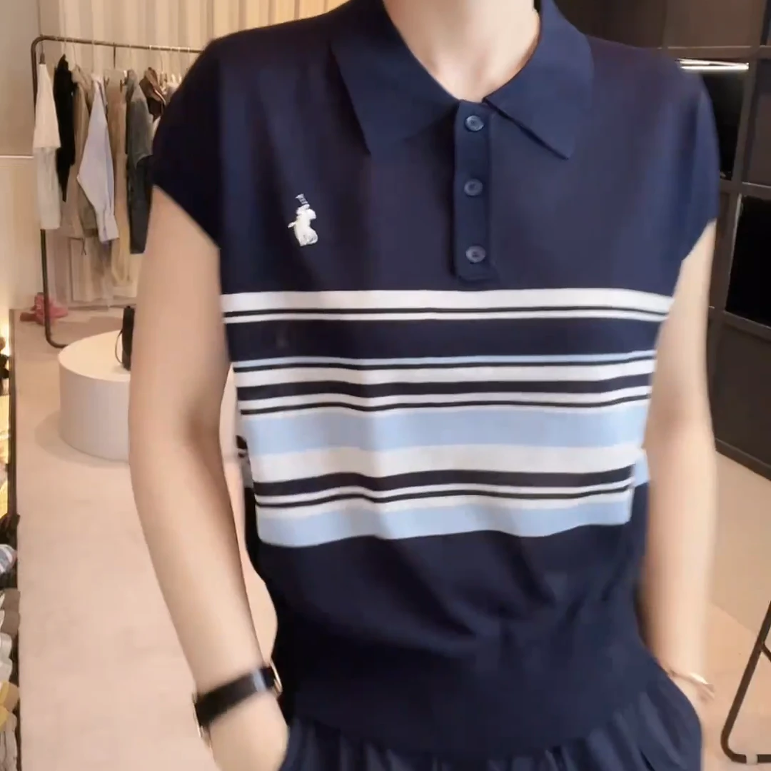 夏款翻领设计感时尚百搭短袖显瘦上衣款女C5711