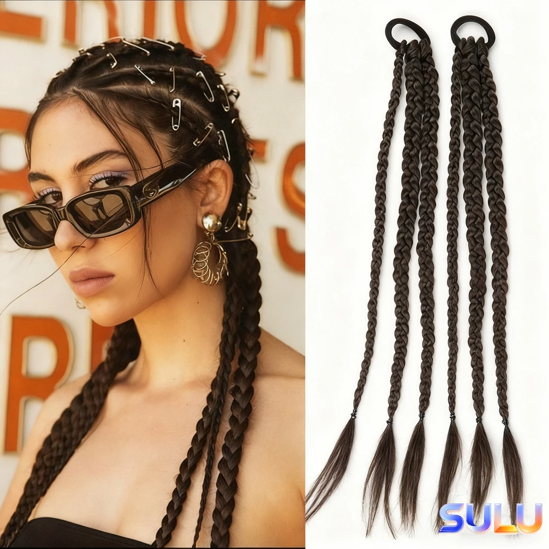 欧美拳击辫假发女鱼骨辫马尾新中式甜酷编发自然麻花潜水滑雪发型