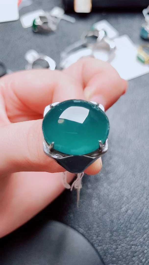 银S925镶嵌戒指翡翠翡翠
