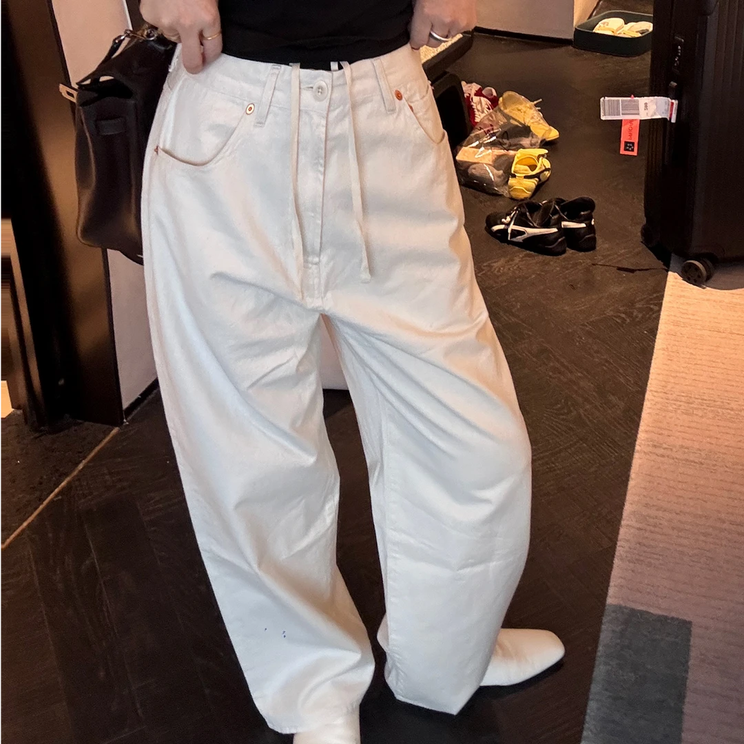 【CHU/2025SSNEW】原创设计《米洛》撞色抽绳牛仔直筒裤LY25012