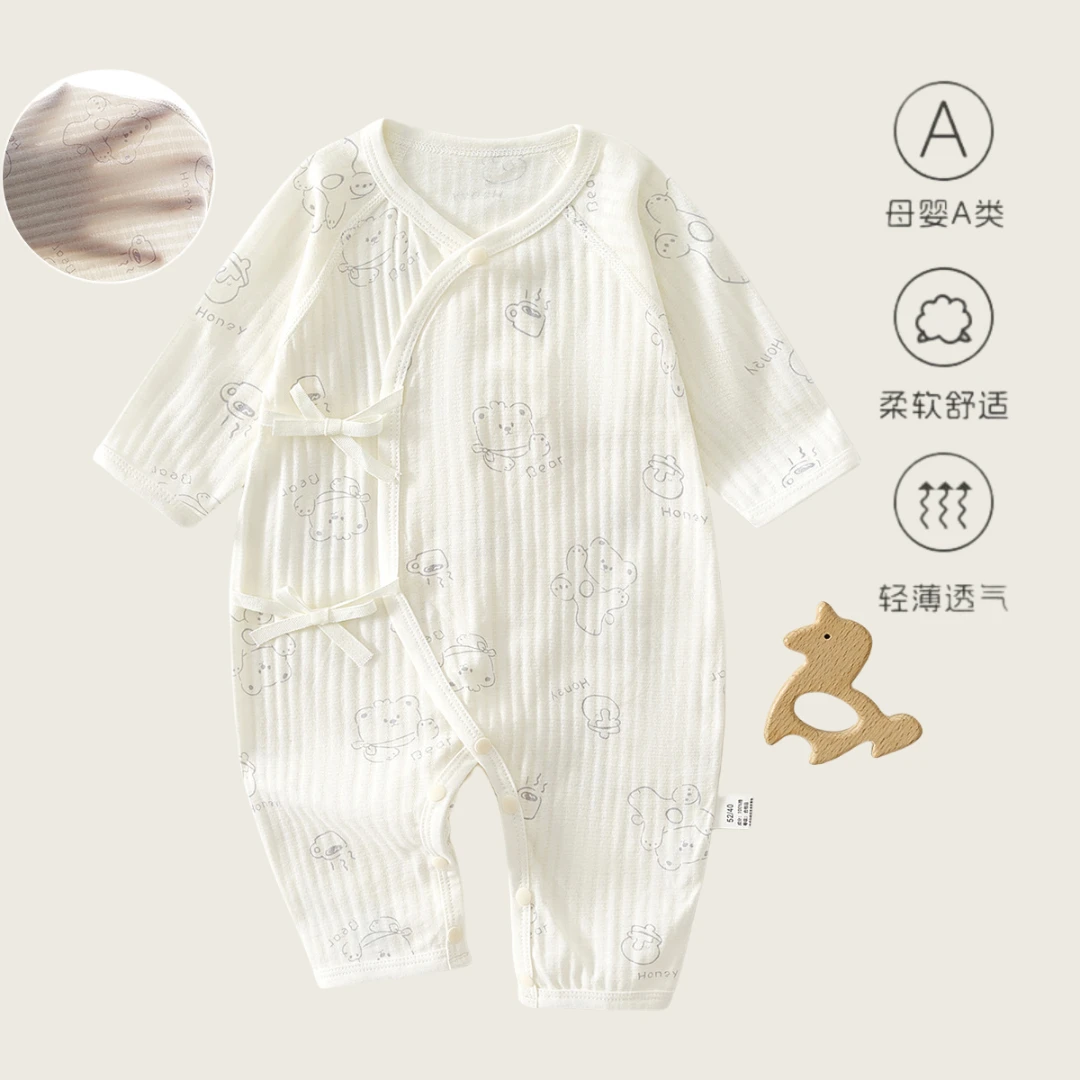 夏款衣服长袖空调服睡衣纯棉薄款男女宝宝A类满月秋季连体衣