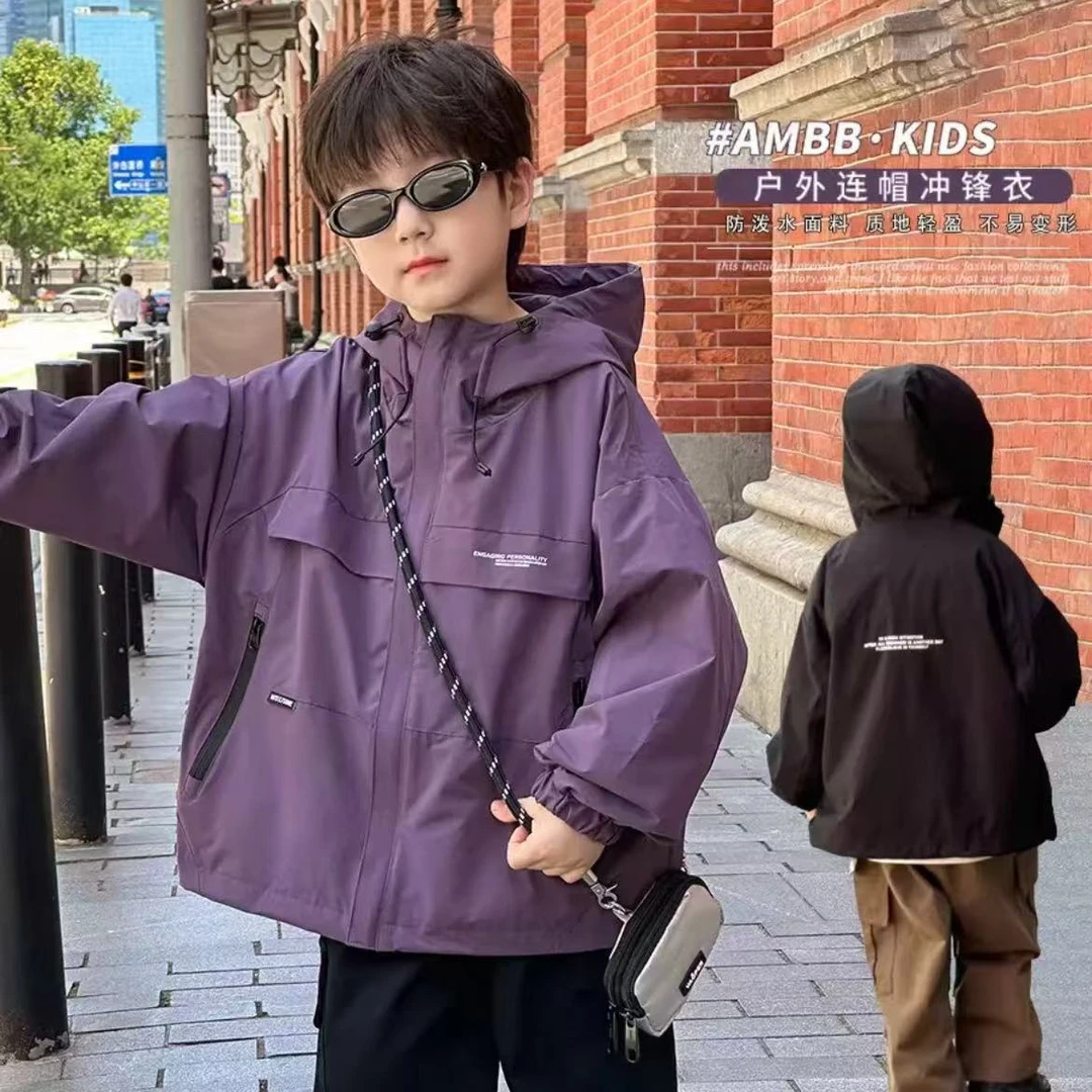 【T三防冲锋衣】秋季新品男女童亲子装透气韩版防水免洗韩版连帽996