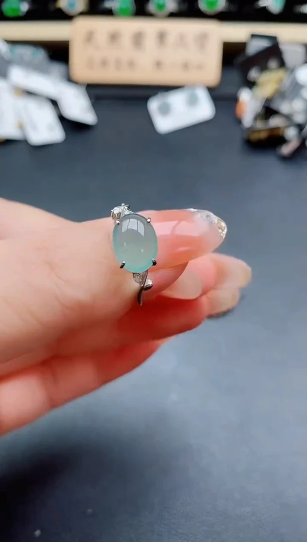 银S925镶嵌戒指翡翠1