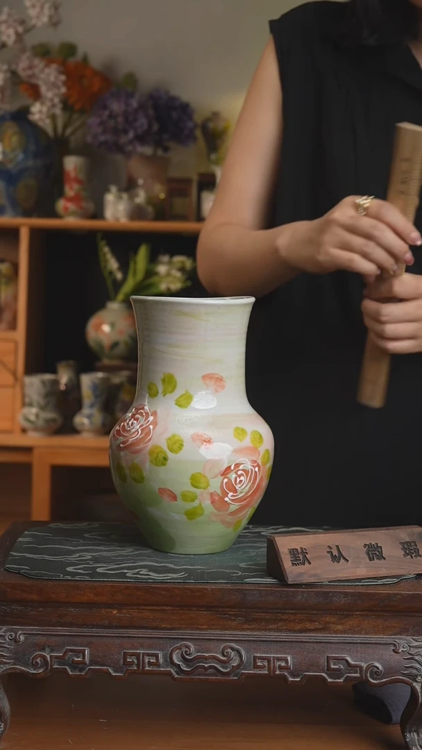 摆件不带花景德镇手工手绘陶瓷花瓶赏瓶
