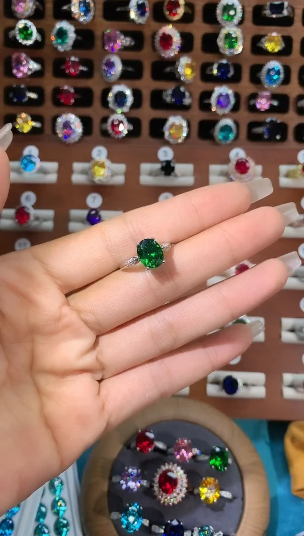 银S925镶嵌戒指碧玺810银色