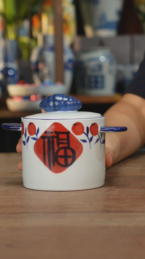 瓷片【简家甄选】景德镇设计师釉下手绘陶瓷餐具