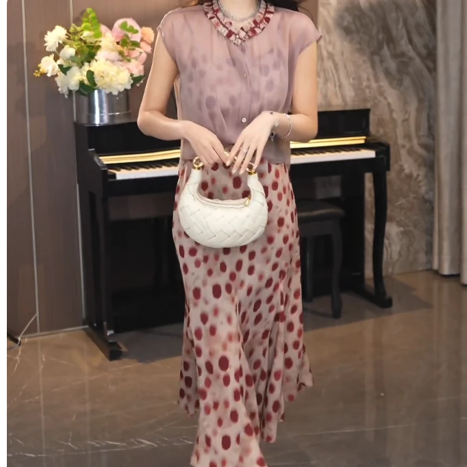 水朦胧收腰气质显瘦女装连衣裙罩衫两件套