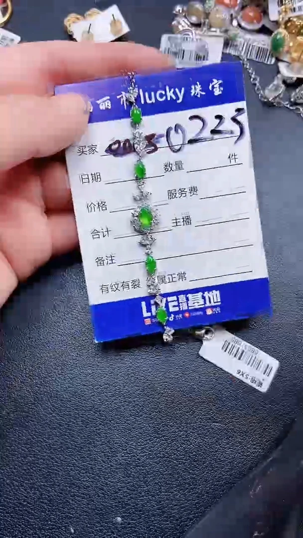 颈饰银S925镶嵌翡翠0223