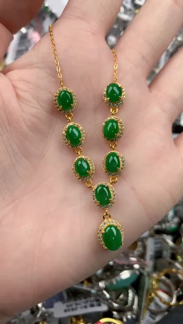 银S925镶嵌戒指翡翠666          8