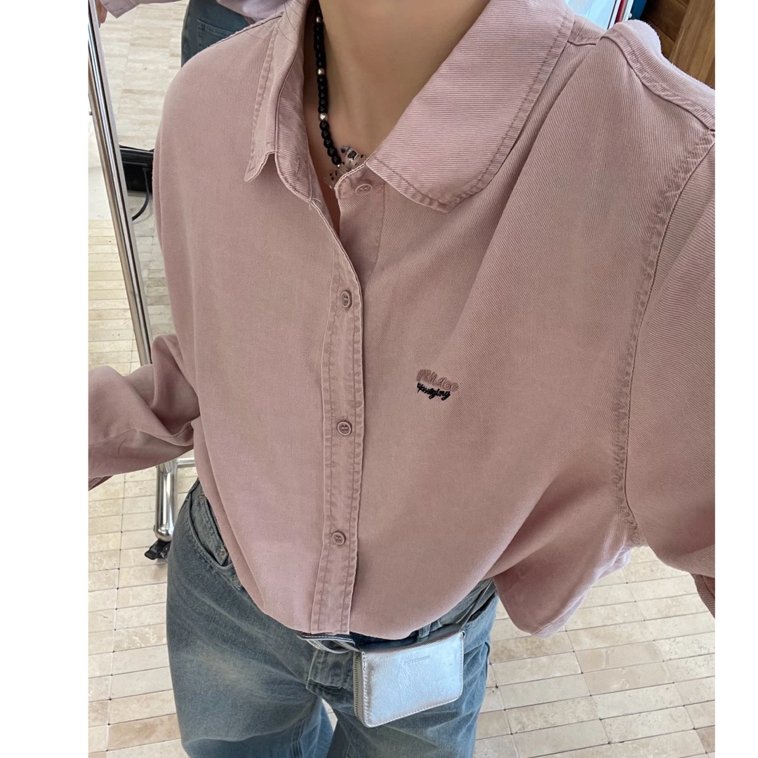 朵儿定制【春日宴】字母刺绣垂感长袖衬衫IO51