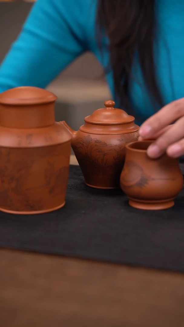 【闪购商品】紫砂茶杯青牧山房 牧之  鹿鹤山水
