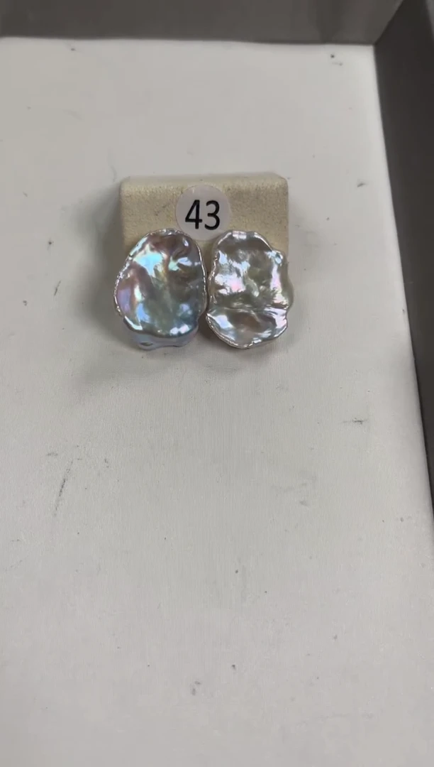 【闪购商品】淡水珍珠耳饰银S925镶嵌巴洛克耳钉