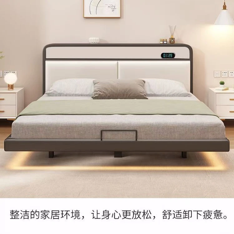 悬浮床现代简约无床头铁艺主卧家用双人床民宿榻榻米排骨架悬空床