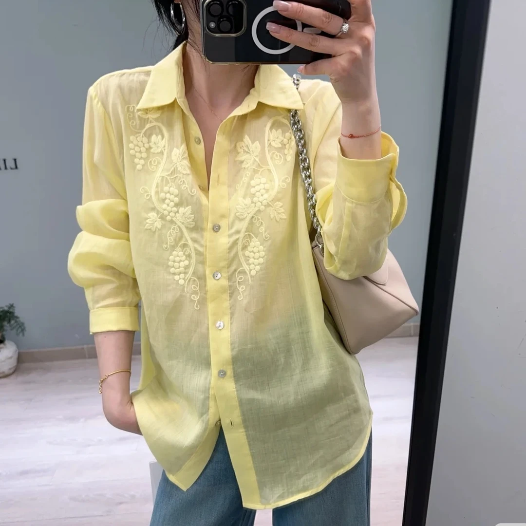 M-miao家早春黄衬衫