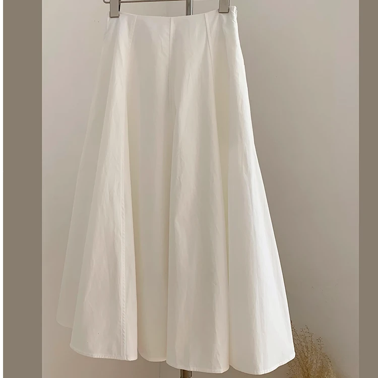 2025新款夏季高腰显瘦半身裙女中长款白色a字大摆裙宽松时尚伞裙