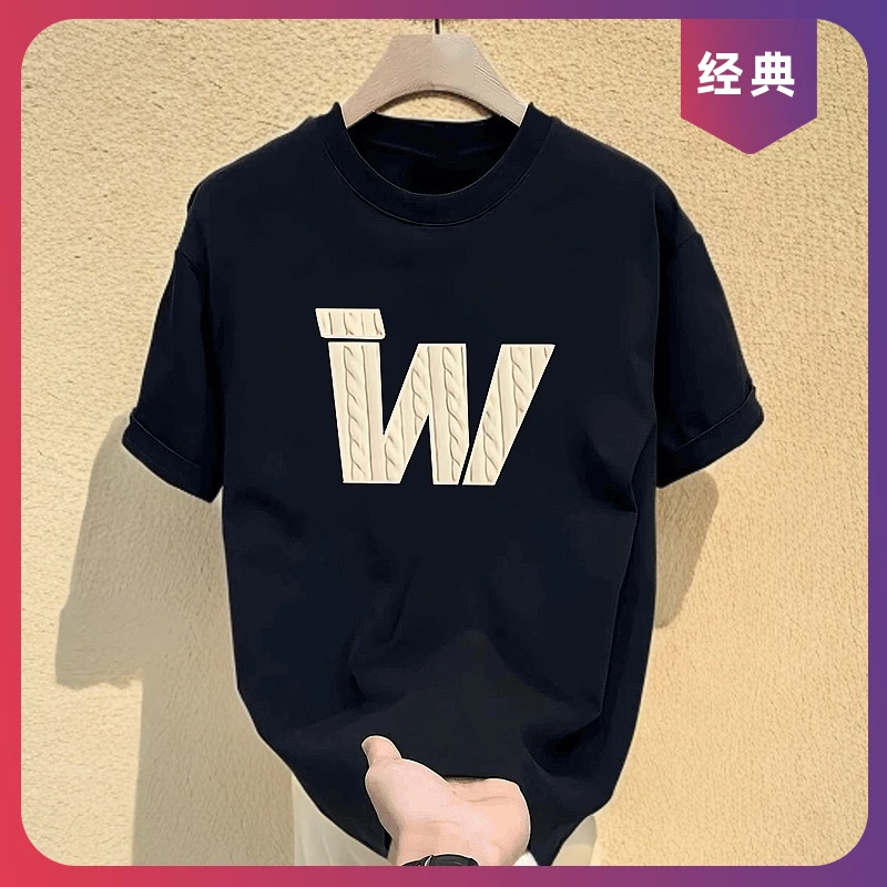 夏季新款短袖t恤男士美式潮牌圆领宽松ins潮流休闲半袖男装体恤衫