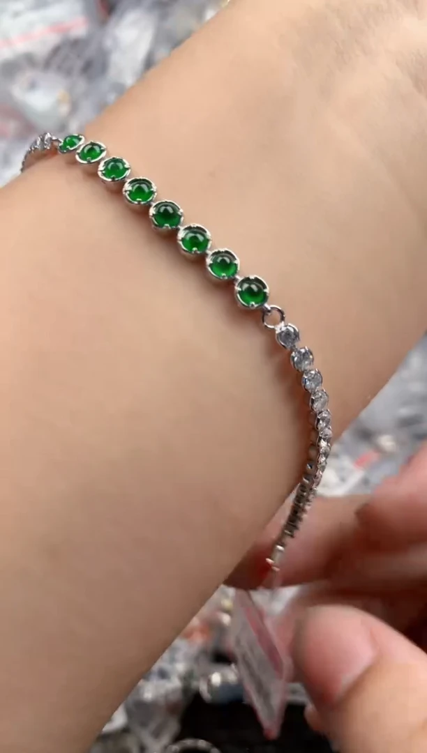 银S925镶嵌戒指翡翠11  11  2
