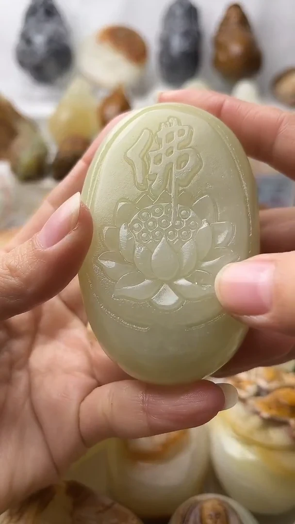 石材古青石棉纹正常不退换佛莲花