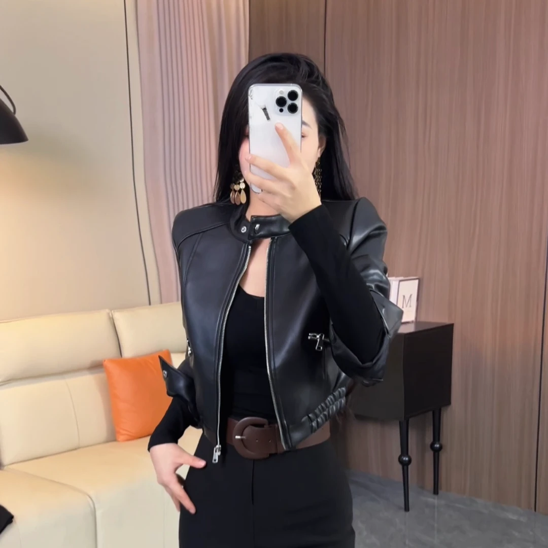 百搭显瘦女士短款皮衣外套气质秋季新款 8950