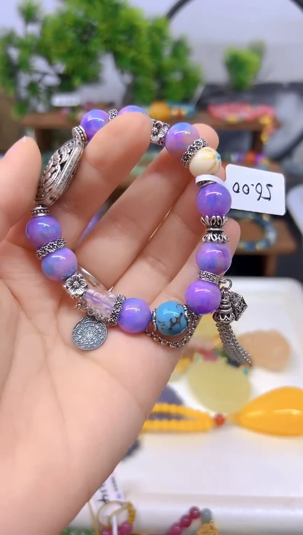 银S925镶嵌苏纪石（舒俱来）手链DIY款S716