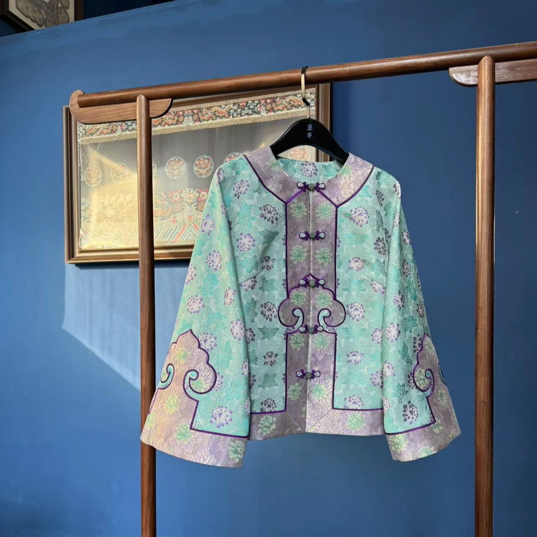 上海鉴界传统中国风上衣曲水如意非遗织金手作新年新中式外套