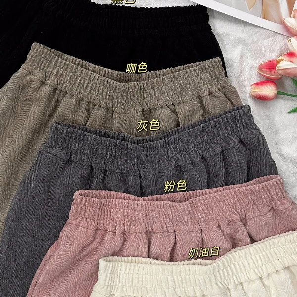 【瘦瘦】云端漫步-五色高腰口袋人字纹百搭显瘦直筒长裤女S01042